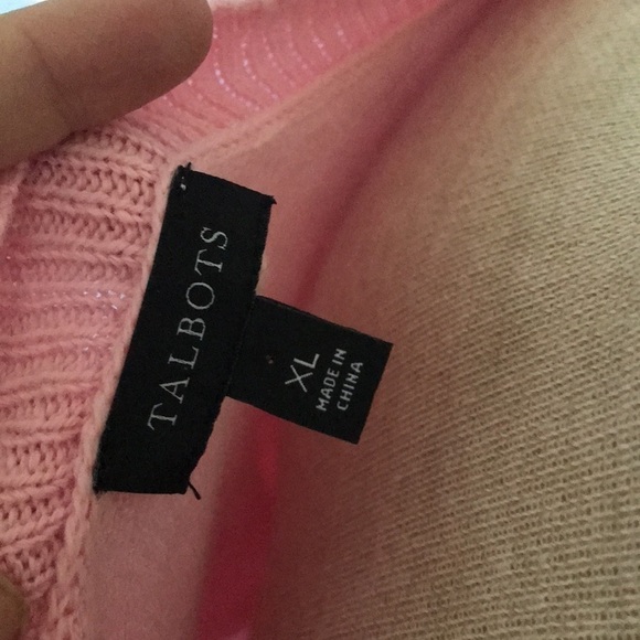 Talbots cotton blend soft pink scalloped edge sweater. XL preppy casual mature - Picture 6 of 7